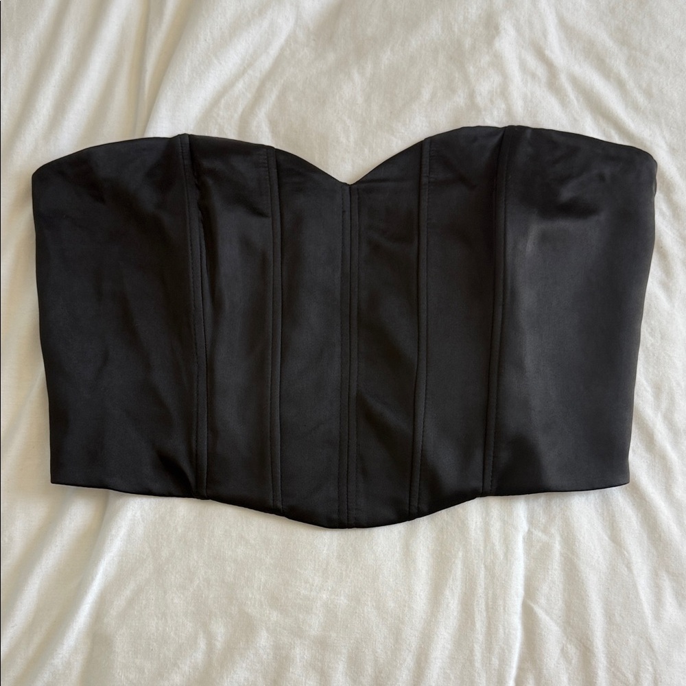 Zara Black Strapless Bustier Top - XL